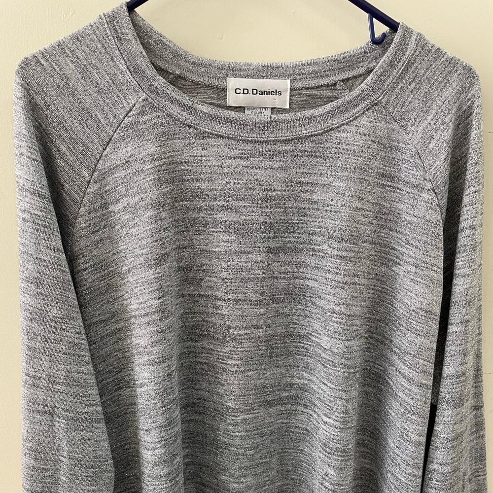 C D Daniels Silver glimmer sweater long sleeve 2 x